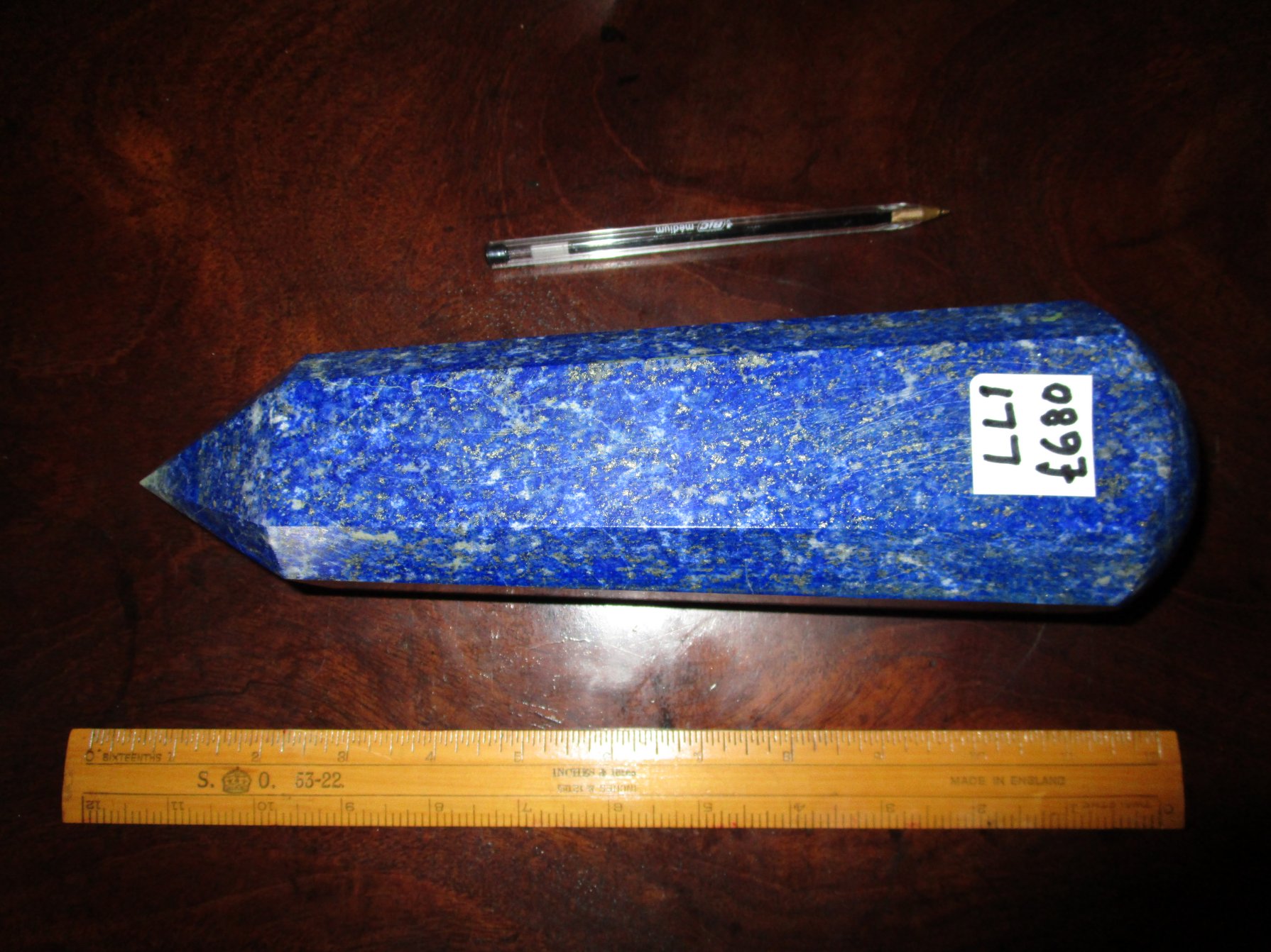 photo - huge blue and gold lapis lazui crystal wand